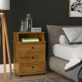 Mesa de Cabeceira Luxo Ej Móveis Freijó 3265 3Gavetas Quarto