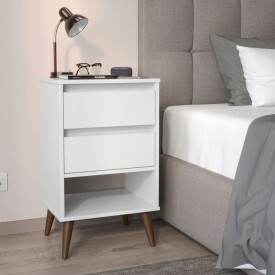 Mesa de Cabeceira Retro Taurus Ej Móveis Branco 27600 Quarto- FORA DE LINHA