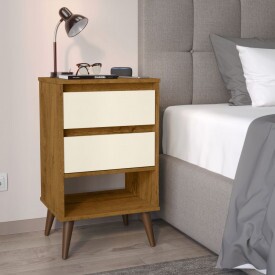 Mesa de Cabeceira Retro Taurus Ej Móveis Freijó/Off 27645