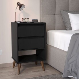 Mesa de Cabeceira Retro Taurus Ej Móveis Preto 27620 Quarto