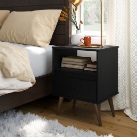 Mesa de Cabeceira Wood NEW Ej Móveis Preto 28520