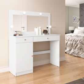 Penteadeira Camarim Diamante Branco Acetinado Patrimar 