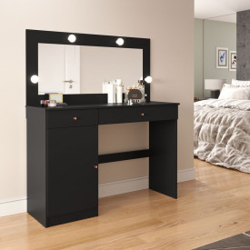 Penteadeira Camarim Diamante Preto Acetinado Patrimar 