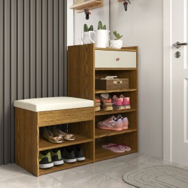 Sapateira Hall Cumaru Off White com 1 Gaveta Patrimar 