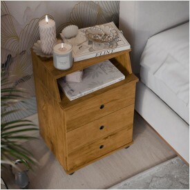 Mesa de Cabeceira Luxo New Freijó 25865 3Gav EJ Móveis 