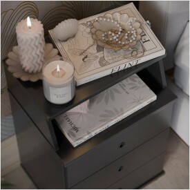 Mesa de Cabeceira Luxo New Preto 25820 Gav EJ Móveis 