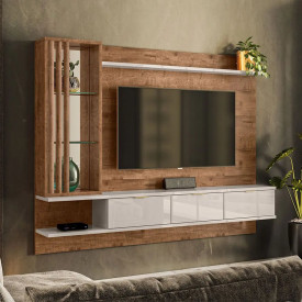 Painel Leblon TV 55" Madero Canela Off White 903606 Lukaliam