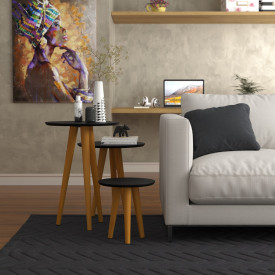 Conjunto 3 Mesas Retrô 4203 Pés Palito Preto Ofertamo Sala ML