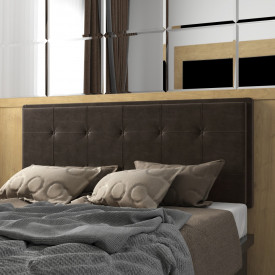 Cabeceira Painel Casal 1,40 Almofadada Capitone Veludo Marrom Escuro Kemily Ofertamo