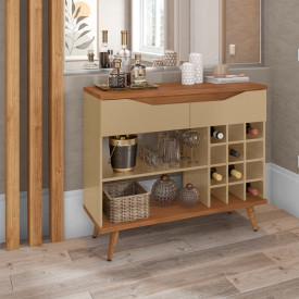 Aparador Bar Grace 2 Gavetas Champagne/Cedro Casa D Móveis