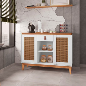 Aparador Buffet Diamante 1G Branco/Noce Casa D Móveis Sala FORA DE LINHA