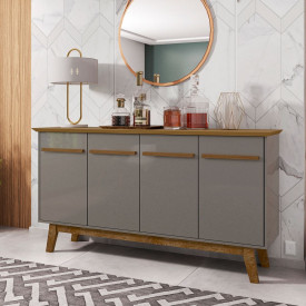 Aparador Buffet Opala C/4 Portas Tampo MDF Cinamomo Titanium Bechara 