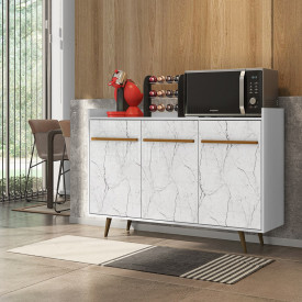 Aparador Buffet Quartzo 3P Branco Carrara 2075760 Bechara