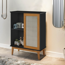 Armário Denver 1 Porta Tebarrot Preto Madeira Sala