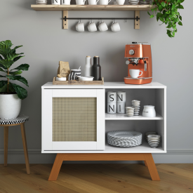 Cantinho do Café Baixo Rattan Branco Ofertamo Móveis