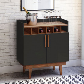 Aparador Bar Easy com Adega Preto/Dakota Casa D Móveis