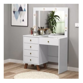 Penteadeira Camarim Mel Branco com LED Quarto Patrimar