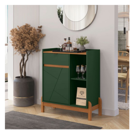 Aparador Bar Bari Verde Oliva Cedro Pés Madeira CasaD Moveis