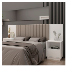 Cabeceira Box Lizz Casal Queen Mesa Cabeceira 138 a 158 Robel Branco