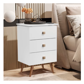 Mesa de cabeceira Liv 3 Gav Branco Maria Moveis