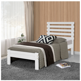Cama Solteiro Rebeca New 0,90 Madeira Branco Atraente Moveis 