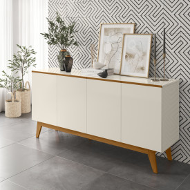 Buffet Ares Lux 4 Portas Off White Nature Tebarrot Sala