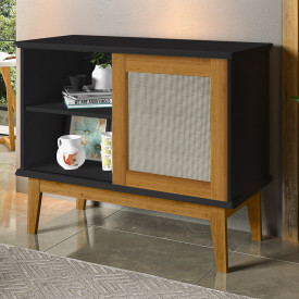 Buffet Denver 1 Porta Tebarrot Preto Madeira Sala