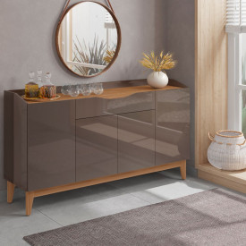 Buffet Balcão Ravena 4P 1 G Cinza Perola/Noce Casa D Móveis