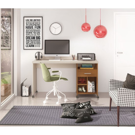 Escrivaninha 1 Gaveta Slim  Off White Freijo  Giga Moveis