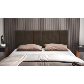 Cabeceira casal Laura 1,40 Almofadada Sued Marron Ofertamo