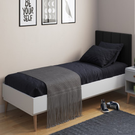 Cabeceira Solteiro Laura 0,90 Almofadada Preto Ofertamo