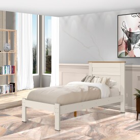Cama Solteiro Barcelona Tebarrot Off White Madeira Quarto