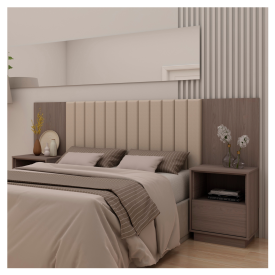 Cabeceira Box Lizz Casal Queen Mesa Cabeceira 138 a 158 Robel Cappucino FORA DE LINHA