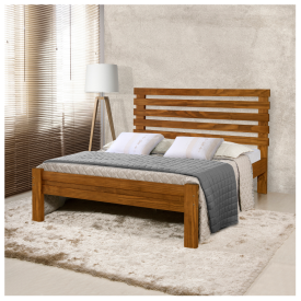 Cama Casal Rebeca New Madeira Castanho Atraente Moveis