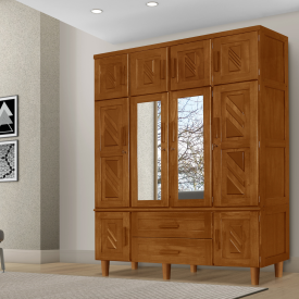 Roupeiro Chicago 105 - 05 Portas c/ 1 Espelho Castanho