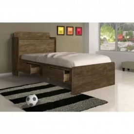Cama Solteiro Tamires 0,90  Castanho Wood Cambel Móveis