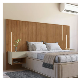 Conj. Cabeceira Florença King Com Led Cedro/Linho Casa D Moveis