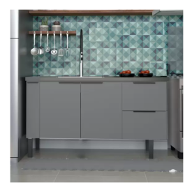 Gabinete de Cozinha Para Pia de 150 em Madeira Cisne 2 Gavetas Cinza - Cozimax