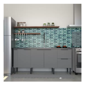 Gabinete de Cozinha Para Pia de 180 em Madeira Cisne 2 Gavetas Cinza - Cozimax