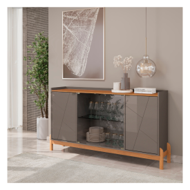 Buffet Bari 1,70 Cinza Perola/Cedro Casa D Moveis