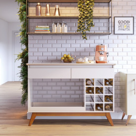 Aparador Classic Imcal Com Adega 61511 Off White 12 Garrafas