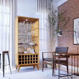 Cristaleira Classic Com Adega Imcal 23081 Nature Sala FORA DE LINHA