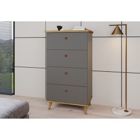 Cômoda Acacia C 4 Gavetas Cinza Mel  Primus Móveis FORA DE LINHA
