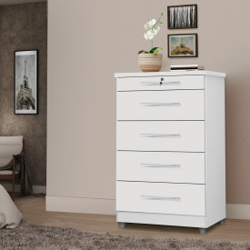 Comoda Emas 5 Gavetas Branco Primus Móveis Quarto 