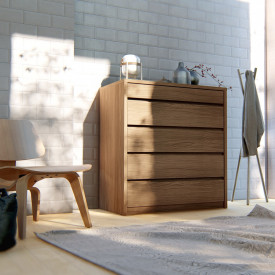 Comoda Premium 5 Gavetas Noce Casa D Móveis Quarto