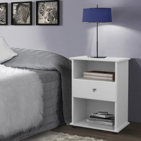 Mesa de Cabeceira Otto C 1 Gaveta Branco Primus Móveis Quarto