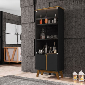 Cristaleira Madri Preto F. Cinamomo 2075862 Bechara Móveis