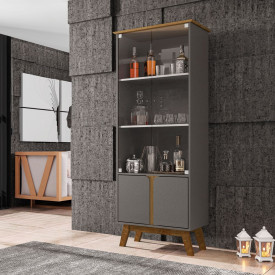 Cristaleira Madri Titanium Cinamomo 2075863 Bechara Móveis FORA DE LINHA