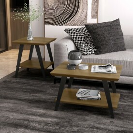 Mesa Lateral Davi Freijo com pés em madeira Preto Ofertamo ML