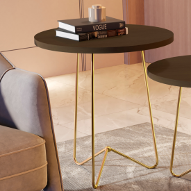 Mesa Centro Luxo 8004 Canela Pés de Ferro Dourado JB Bechara FORA DE LINHA 